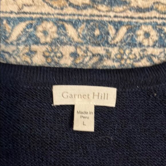 Garnet Hill Blue Baby Alpaca V-Neck Wide Sleeve Pullover Sweater Modern Office - Picture 8 of 12